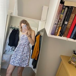 Strapless flower mini dress